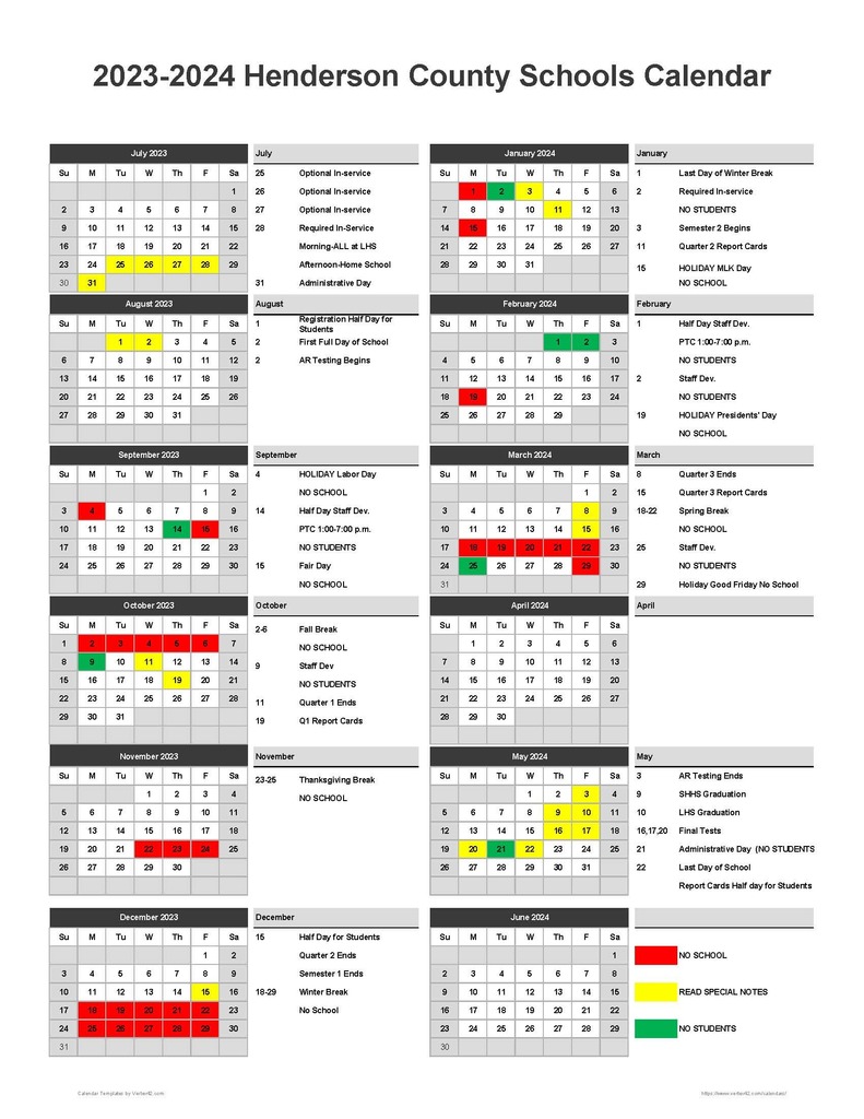 2023 -2024 HCS Calendar