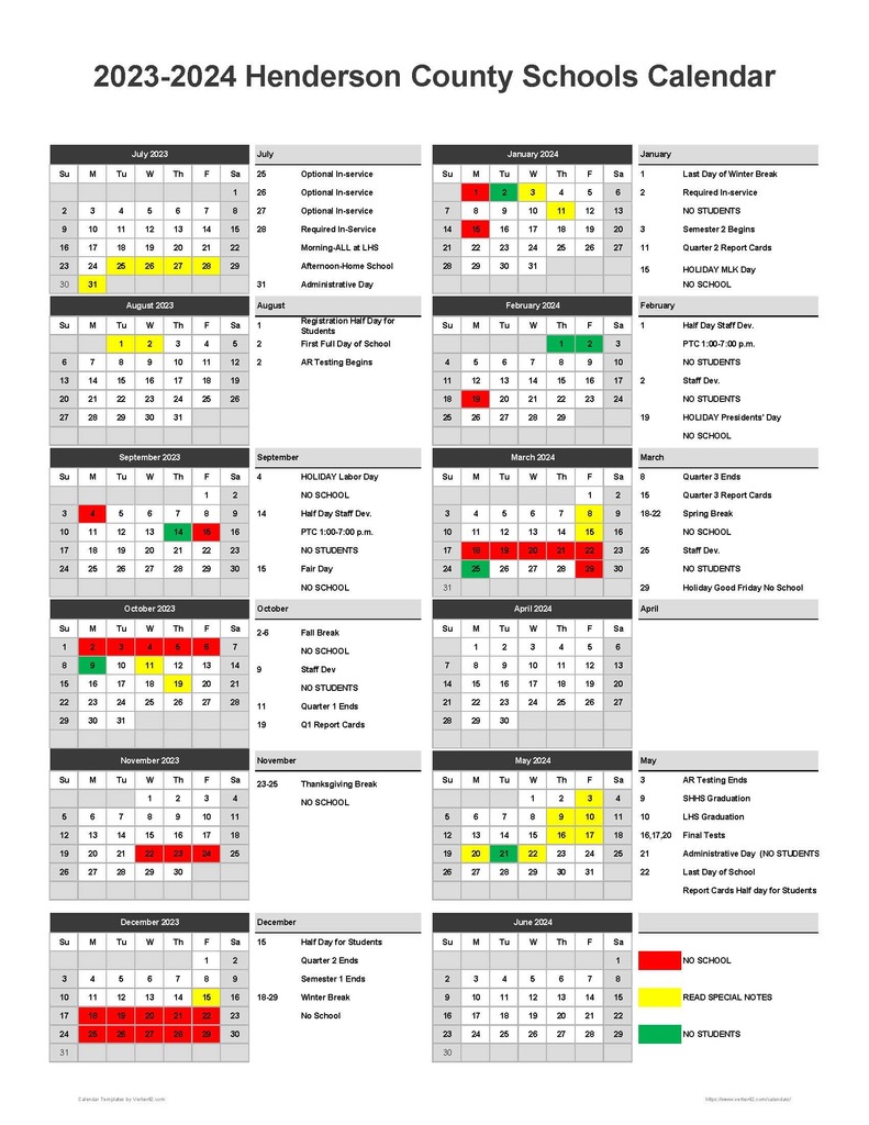 Henderson County School Calendar 24 25 Pdf